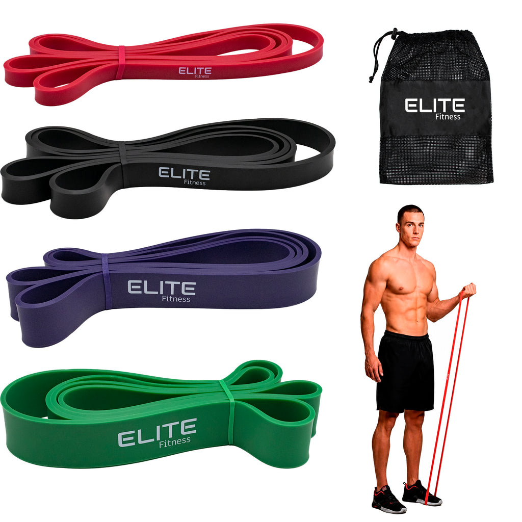 Paquete de 4 Ligas de Resistencia con Bolsa | Gimnasio, CrossFit y Entrenamiento