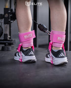 Kit Rosa Elite Fitness: Cinturón de Cuero + Grilletes con soporte