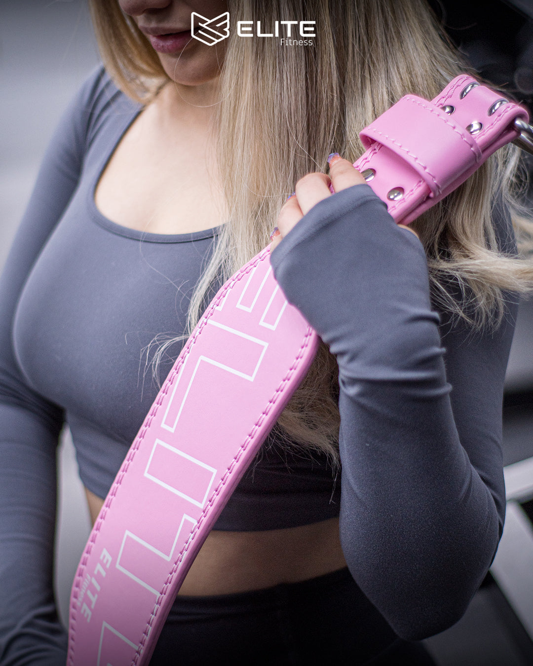 Kit Rosa Elite Fitness: Cinturón de Cuero + Grilletes con soporte