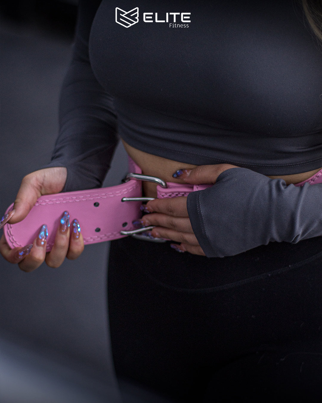Kit Rosa Elite Fitness: Cinturón de Cuero + Grilletes con soporte