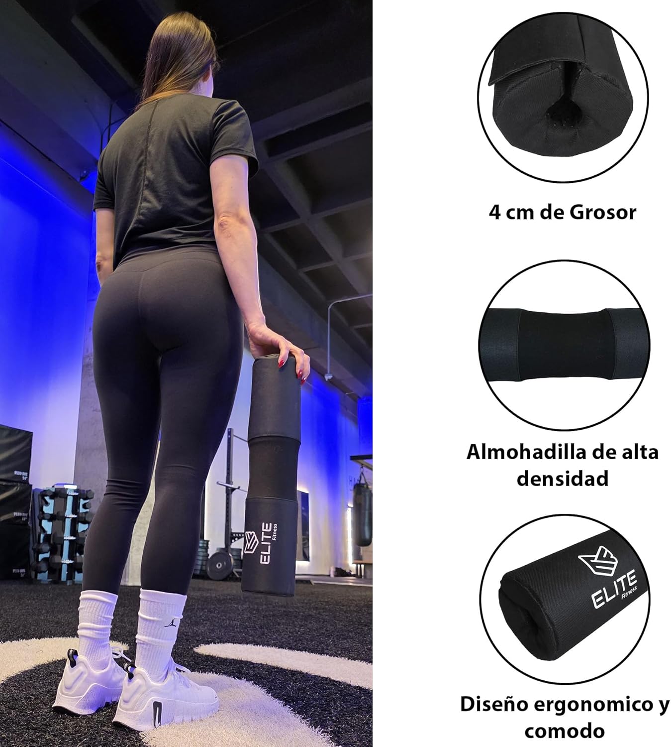 Almohadilla Negra para Barra de Gimnasio ELITE