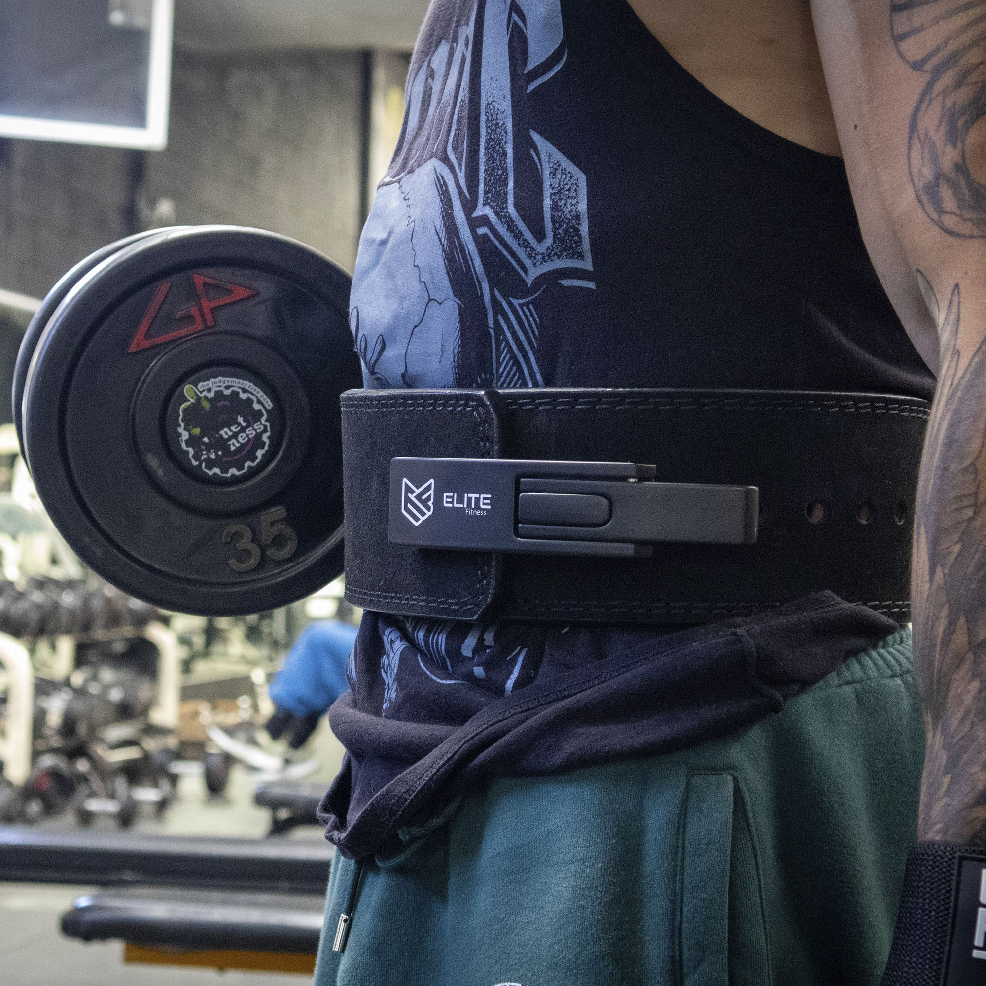 Cinturon de cuero con palanca Negro