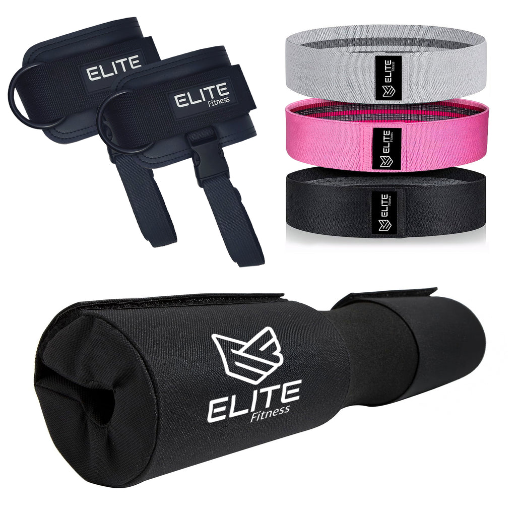 Kit Glúteos Elite Fitness: Bandas de Resistencia + Grilletes + Almohadilla Protectora
