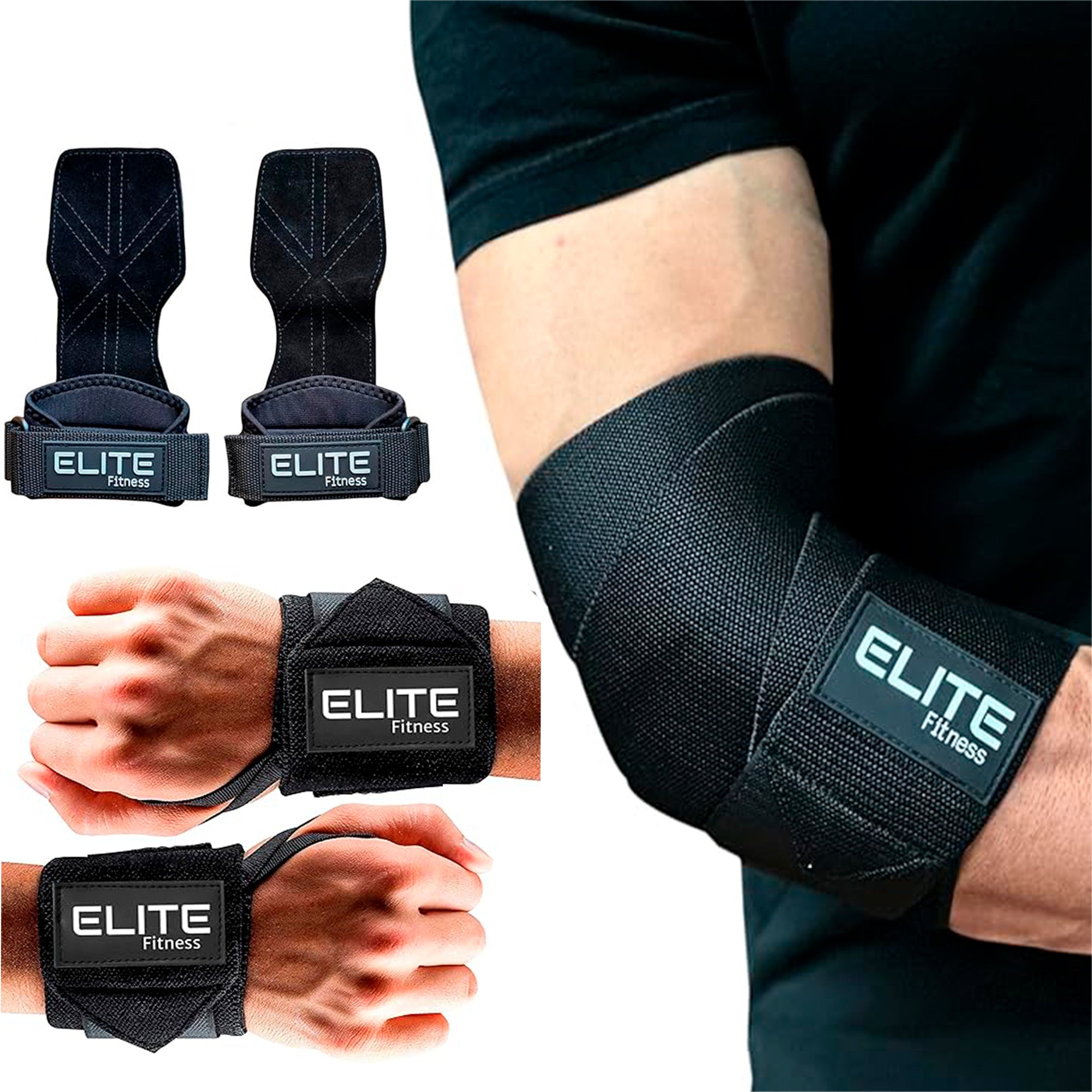 Kit Elite Calleras de cuero + muñequeras + vendas de codo