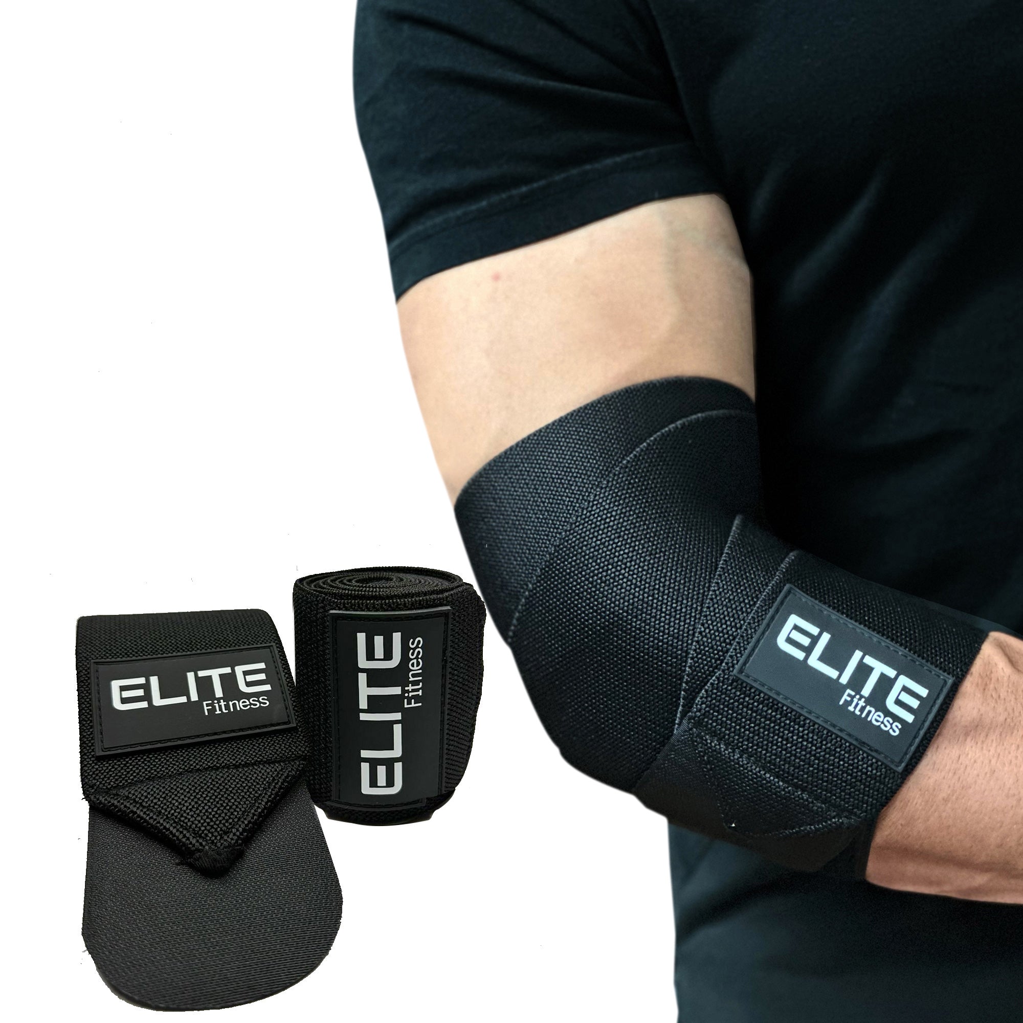 Vendas para codo negras, coderas de gimnasio