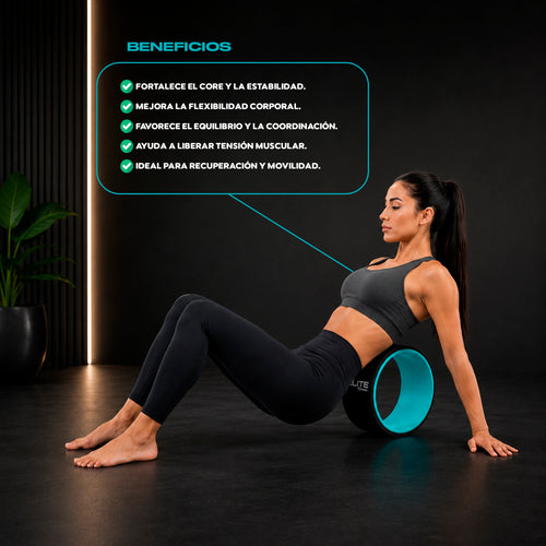 Aro de Yoga y Pilates con Correa para Estirar | Rueda de Yoga Verde