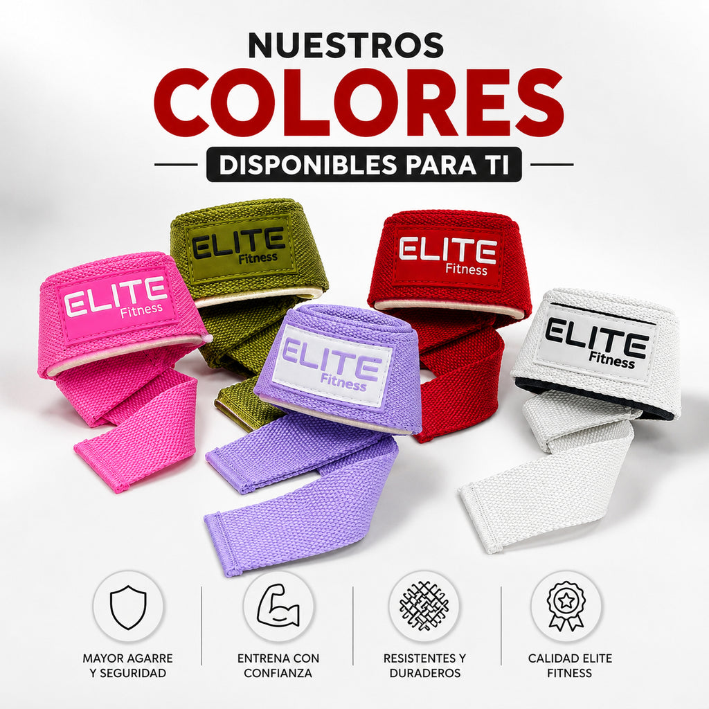 Straps para Gym Elite Fitness | Agarre para Levantamiento de Pesas y Peso Muerto