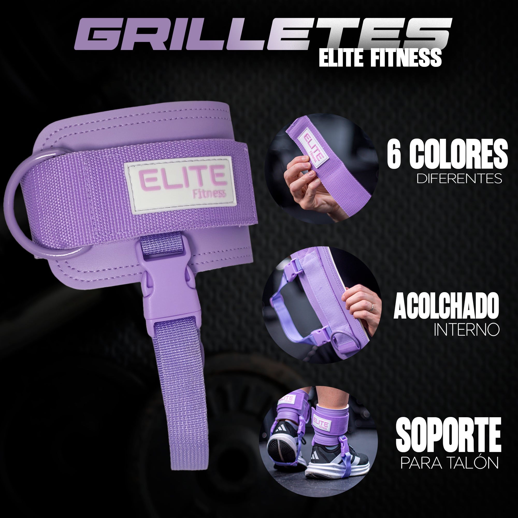 Grilletes de cuero lavanda ELITE