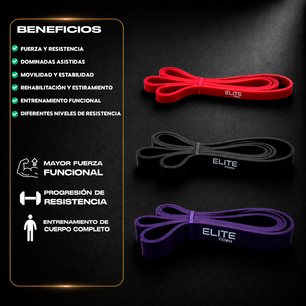 Paquete de 3 Ligas de Resistencia para Ejercicio y Gimnasio