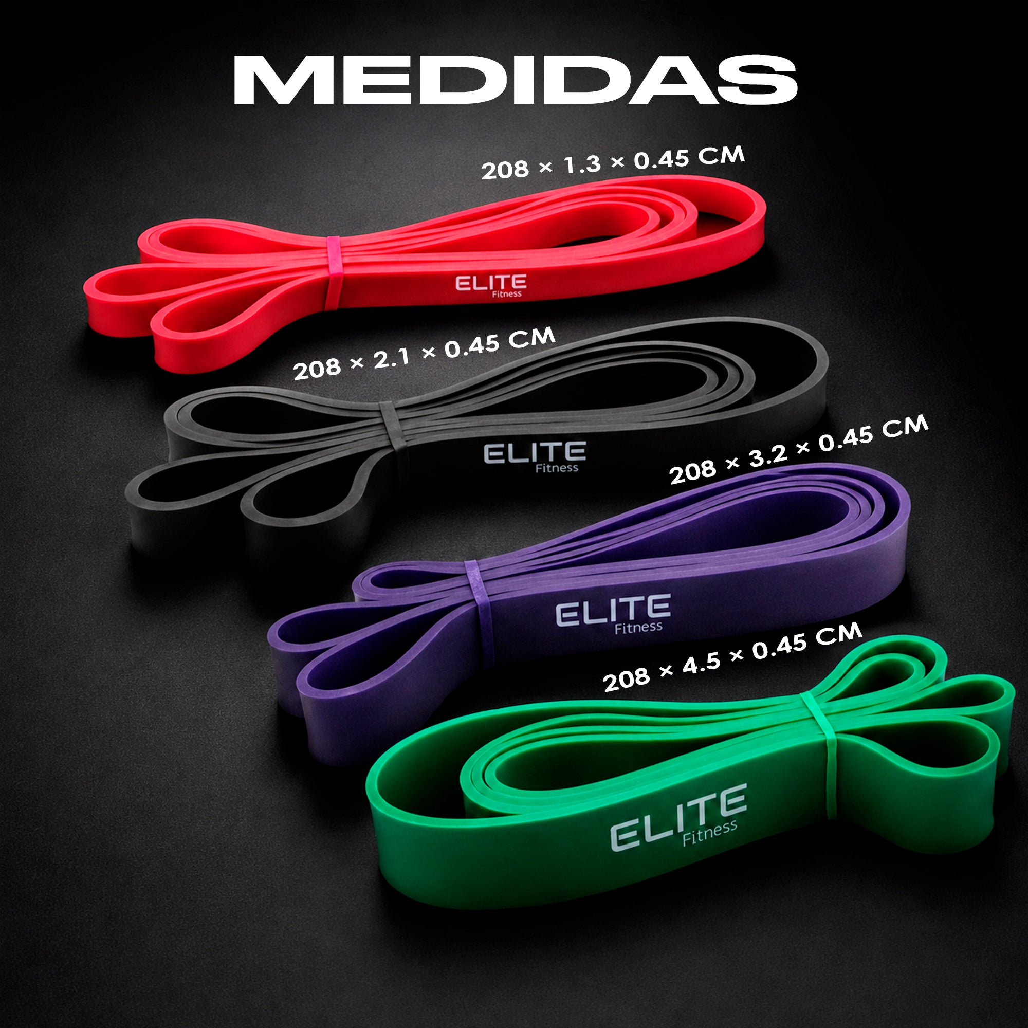 Paquete de 4 Ligas de Resistencia con Bolsa | Gimnasio, CrossFit y Entrenamiento