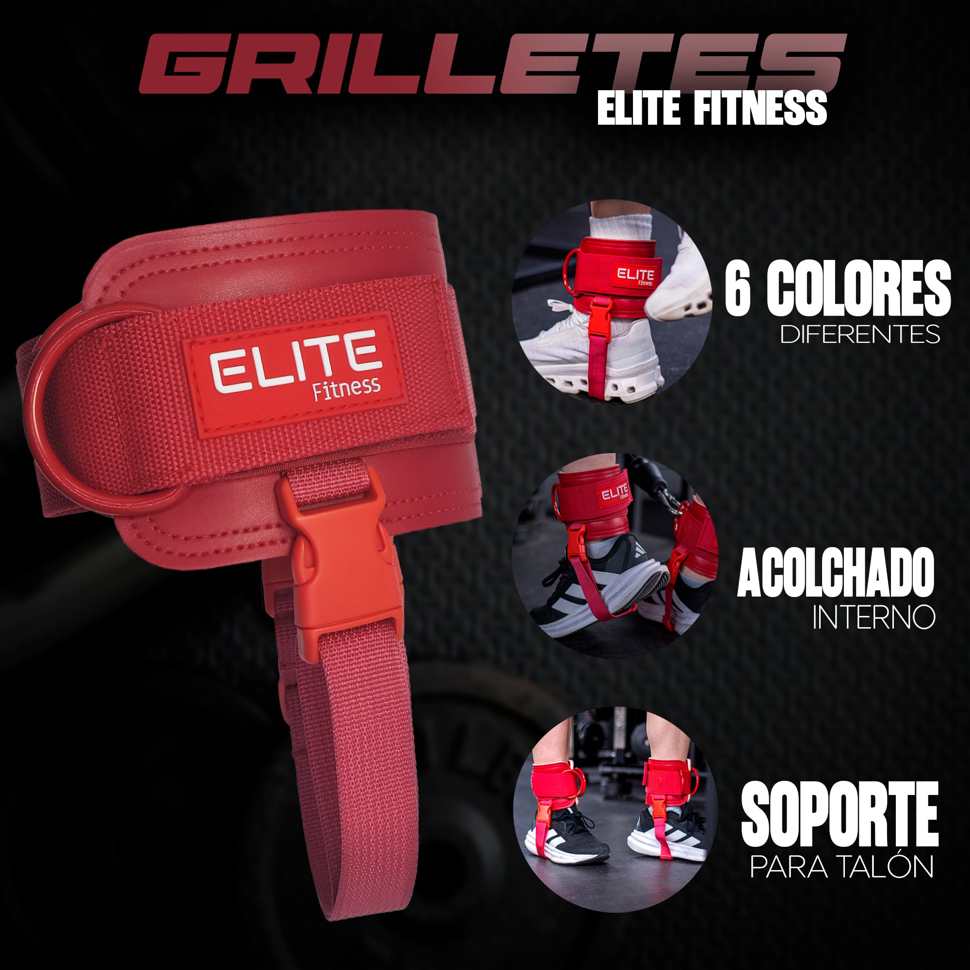 Grilletes de cuero rojo ELITE