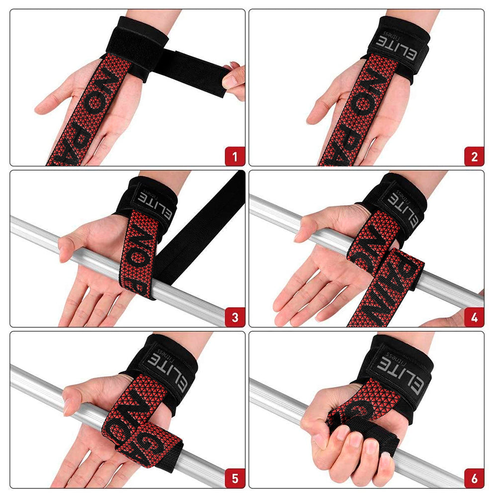 Straps rojos con muñequera para levantamiento de pesas